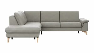 Alternative view of Ecksofa Tulsa KS - 1,5-Sitzer mit Anstellhocker links, Spitzecke und 2,5-Sitzer rechts, Leder, Graubeige