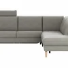 Ecksofa Tulsa KS - 2,5-Sitzer, Spitzecke und 1,5-Sitzer mit Anstellhocker aufklappbar rechts,  inkl. Kopfstütze, AL verstellbar und Schlaffunktion, Leder, Graubeige – Bild 2