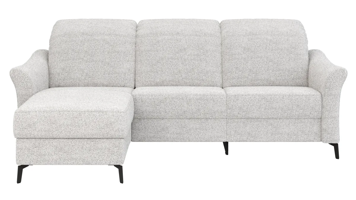 Ecksofa Canterbury - Longchair links mit 2,5-Sitzer, inkl. Relaxfunktion (motorisch) und Kopfteilverstellung, Stoff, Offwhite