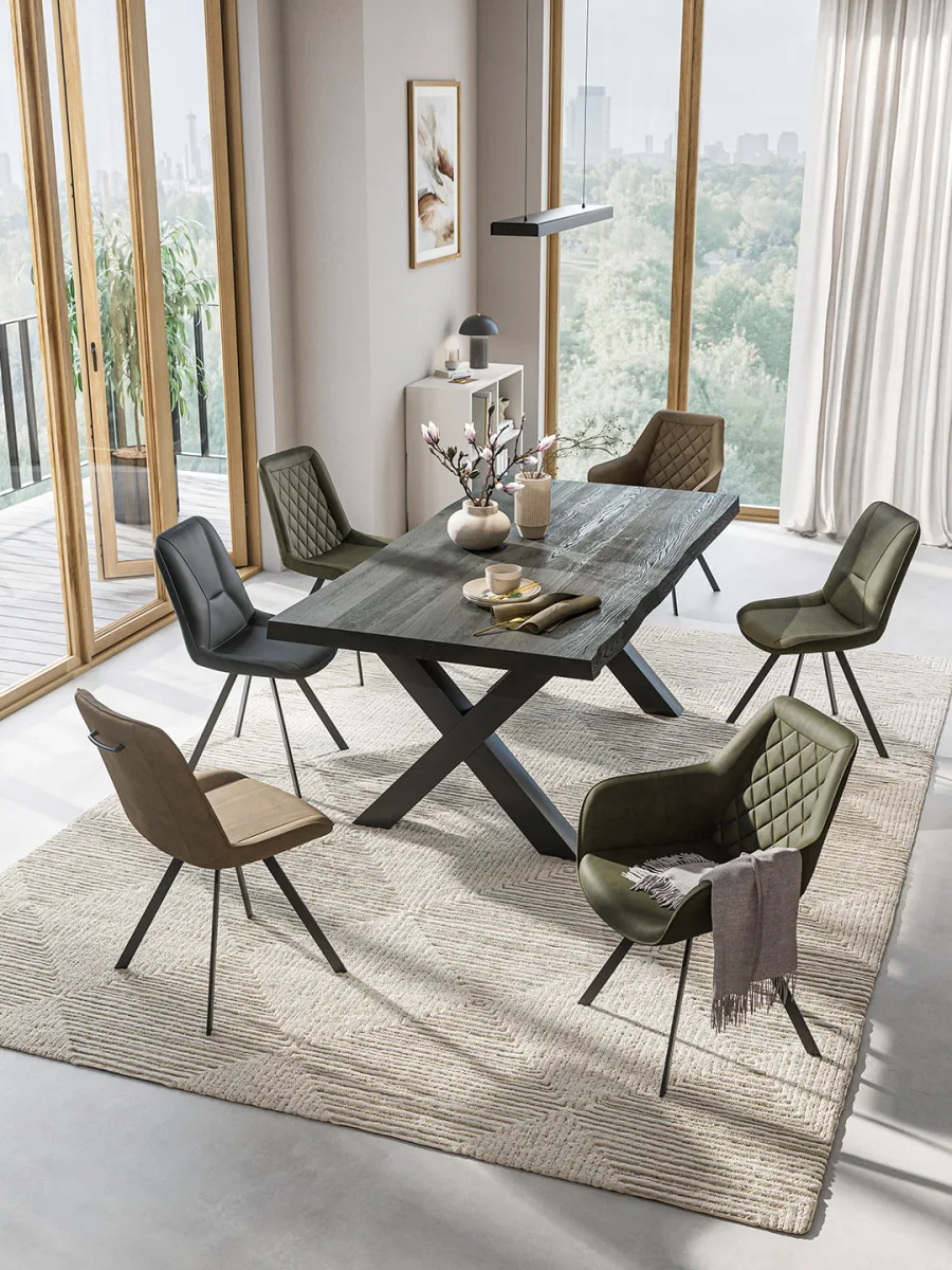Esstisch Clifton - LB ca. 200x100 cm, Zerreiche massiv, Smoke – Bild 5