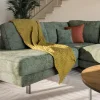 Ecksofa Solenne - Ottomane links mit Diwan rund rechts, Stoff, Olive – Bild 3