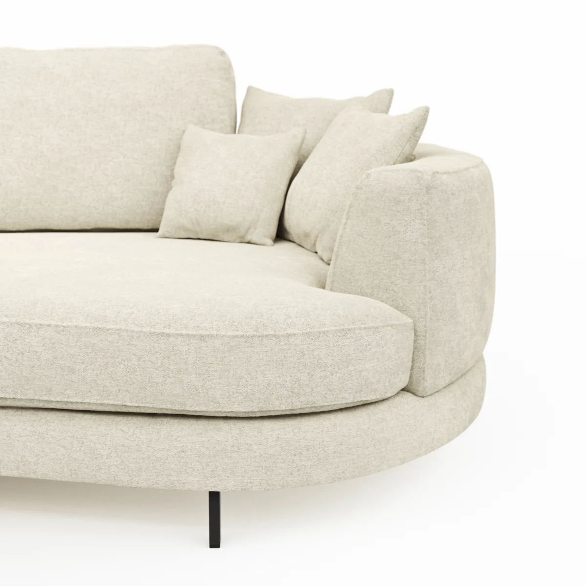 Ecksofa Solenne - Ottomane links mit Diwan rund rechts, Stoff, Weiß – Bild 4