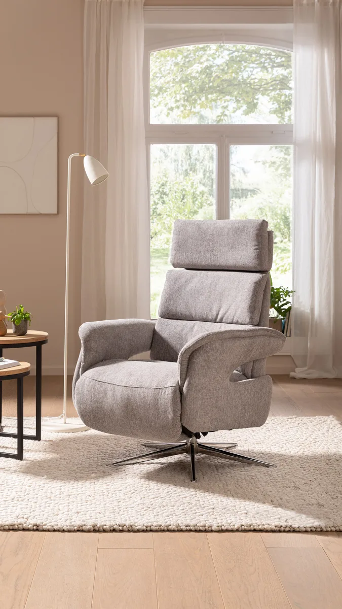 Relaxsessel Amila - Größe M, inkl. Relaxfunktion und Kopfteilverstellung, Stoff, Grau – Bild 7