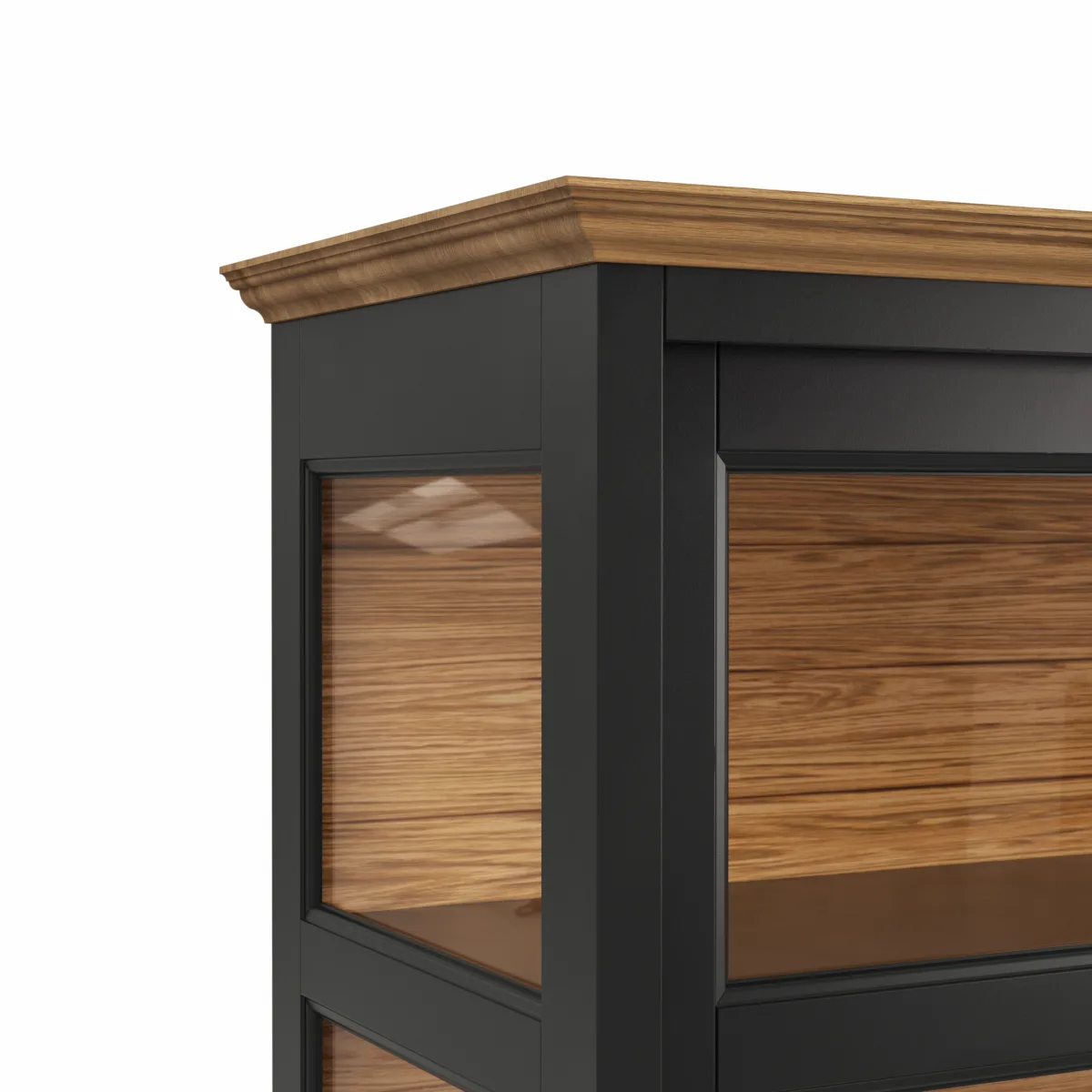 Buffetschrank Louisiana - mit Schiebetüren, teilmassiv, Schwarzgrau – Bild 2