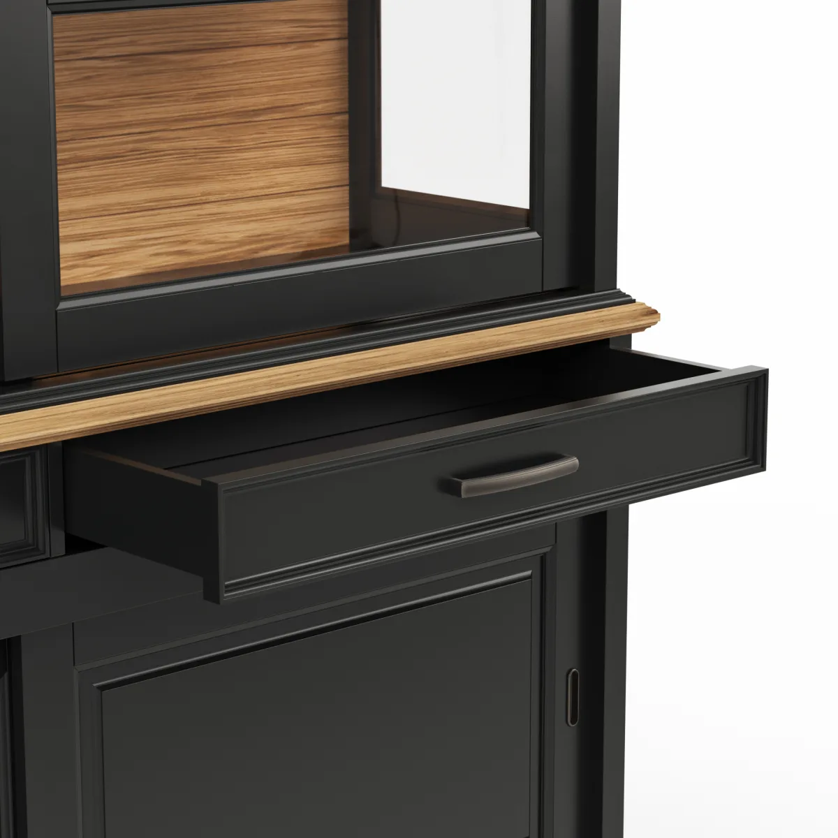 Buffetschrank Louisiana - mit Schiebetüren, teilmassiv, Schwarzgrau – Bild 3