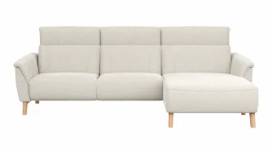 Alternative view of Ecksofa Nevin - 2-Sitzer mit Longchair rechts, inkl. Kopfpolsterverstellung, Stoff, Weiß
