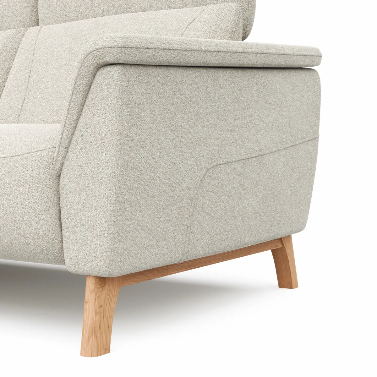 Ecksofa Nevin - Longchair links mit 2-Sitzer rechts, inkl. Kopfpolsterverstellung, Stoff, Weiß – Bild 3