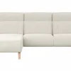 Ecksofa Nevin - Longchair links mit 2-Sitzer rechts, inkl. Kopfpolsterverstellung, Stoff, Weiß – Bild 2