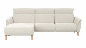 Alternative view of Ecksofa Nevin - Longchair links mit 2-Sitzer rechts, inkl. Kopfpolsterverstellung, Stoff, Weiß