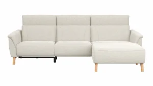 Alternative view of Ecksofa Nevin - 2-Sitzer mit Longchair rechts, inkl. Relaxfunktion (motorisch) und Kopfpolsterverstellung, Stoff, Weiß