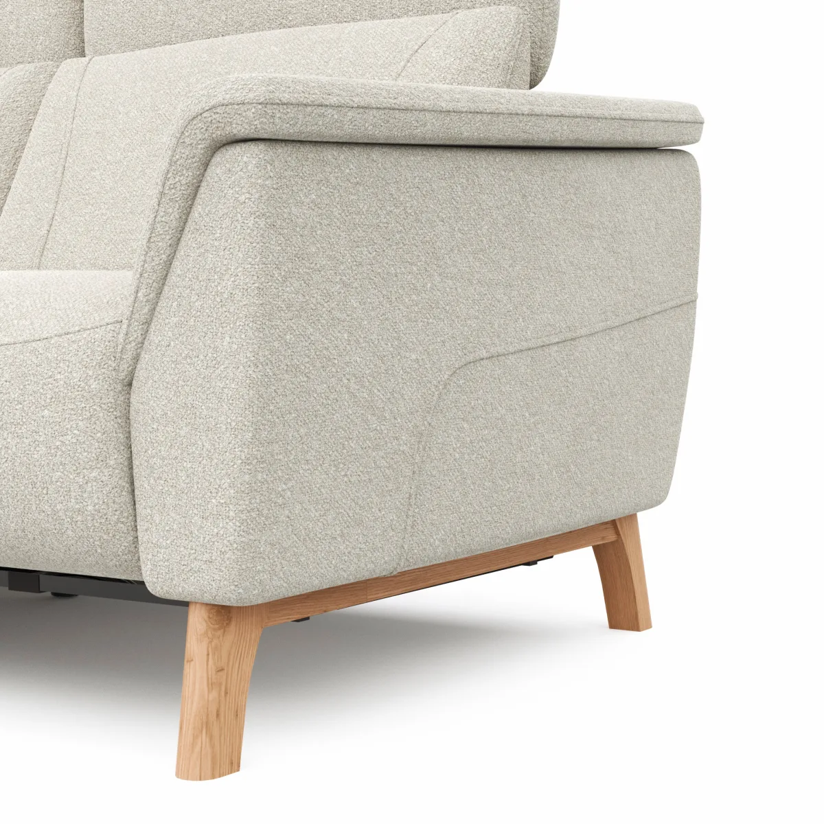 Ecksofa Nevin - Longchair links mit 2-Sitzer rechts, inkl. Relaxfunktion (motorisch) und Kopfpolsterverstellung, Stoff, Weiß – Bild 3