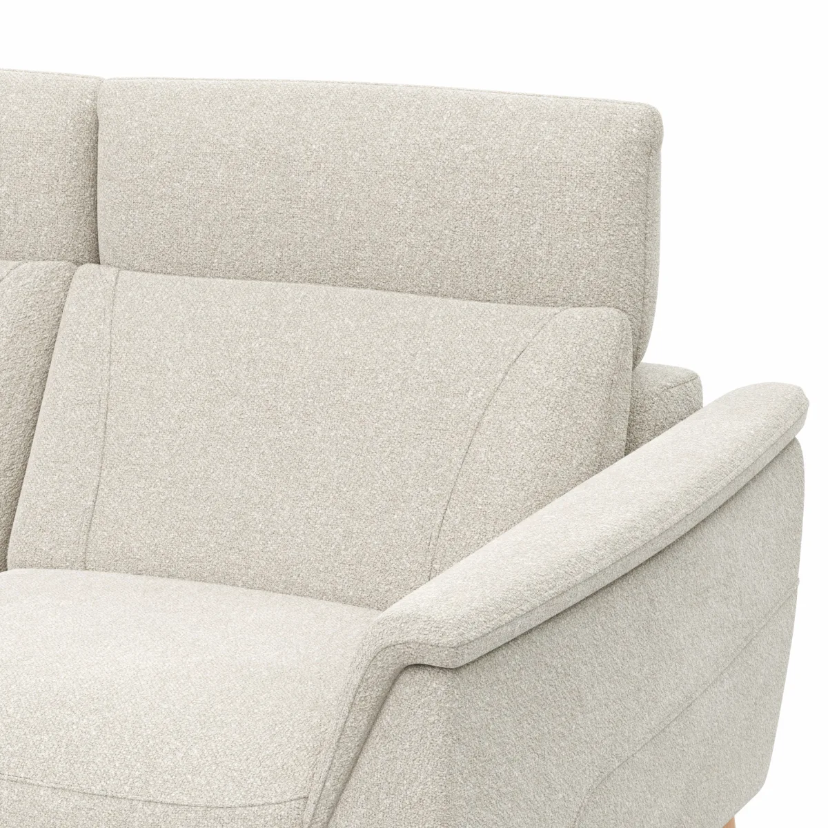 Ecksofa Nevin - Longchair links mit 2-Sitzer rechts, inkl. Relaxfunktion (motorisch) und Kopfpolsterverstellung, Stoff, Weiß – Bild 4