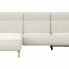 Ecksofa Nevin - Longchair links mit 2-Sitzer rechts, inkl. Relaxfunktion (motorisch) und Kopfpolsterverstellung, Stoff, Weiß – Bild 2