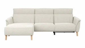 Alternative view of Ecksofa Nevin - Longchair links mit 2-Sitzer rechts, inkl. Relaxfunktion (motorisch) und Kopfpolsterverstellung, Stoff, Weiß