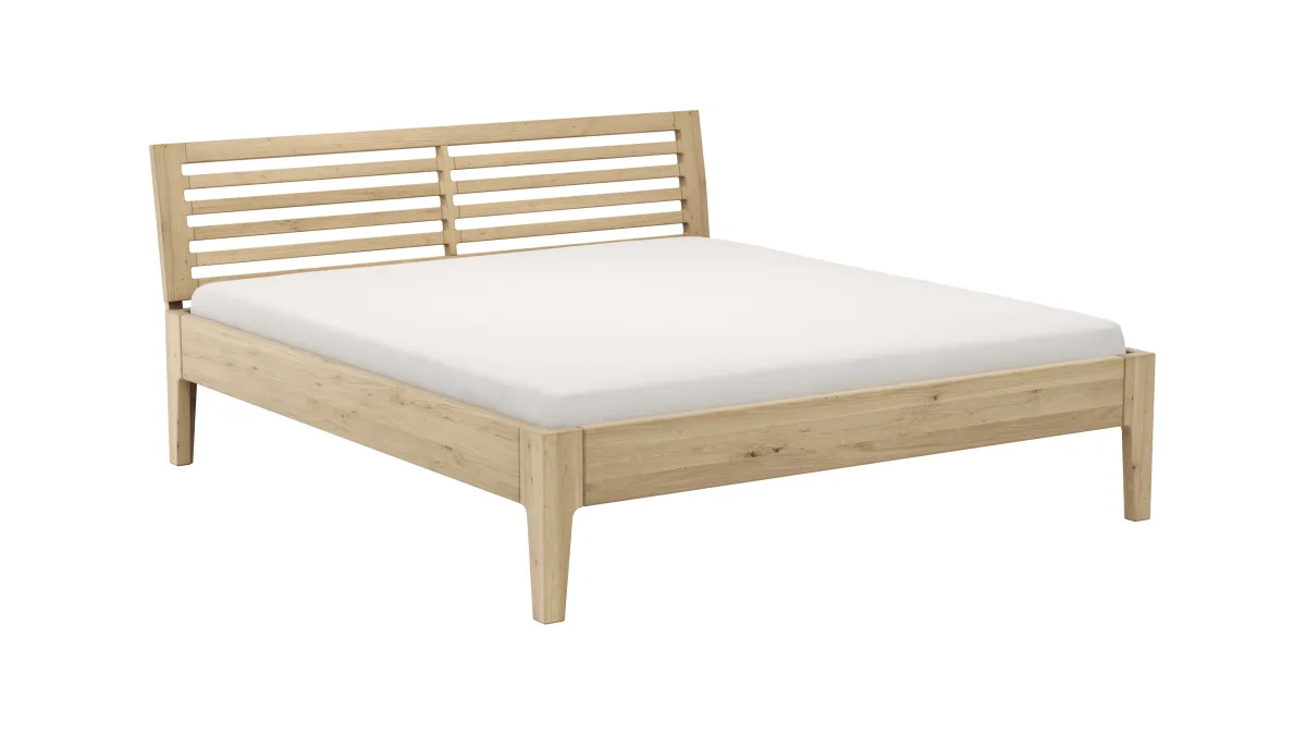 Bettgestell 1660 - Liegefläche ca. 180x200 cm, Wildeiche massiv, bianco geölt – Bild 2