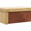 Nachttisch 1660 - Wildeiche massiv, geölt / Schubladenfront, Stoff, Kupfer – Bild 2
