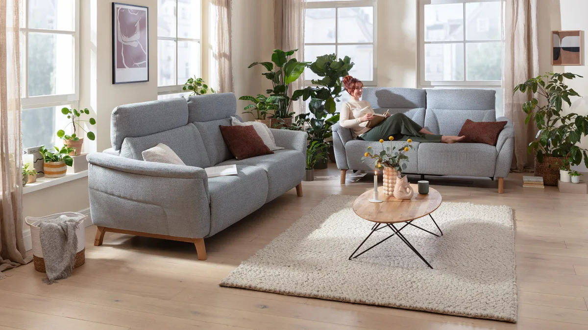 Sofa Nevin - 3-Sitzer, inkl. Relaxfunktion und Kopfteilverstellung (motorisch), Stoff, Silbergrau – Bild 7