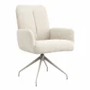 Armlehnstuhl Evania - Dreh und Relax-Funktion, hoher Rücken, Stoff, Creme – Bild 2