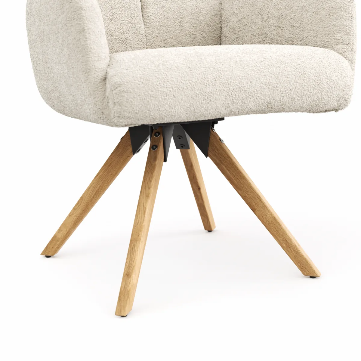 Armlehnstuhl Evania - Dreh und Relax-Funktion, niedriger Rücken, Stoff, Creme – Bild 3
