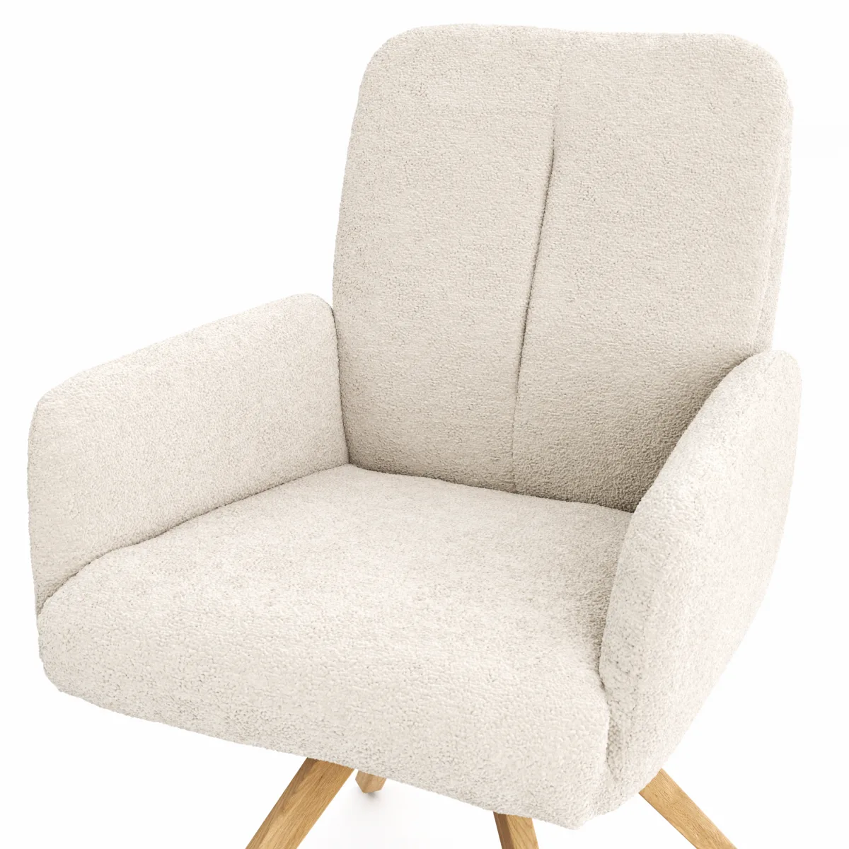 Armlehnstuhl Evania - Dreh und Relax-Funktion, niedriger Rücken, Stoff, Creme – Bild 4