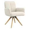 Armlehnstuhl Evania - Dreh und Relax-Funktion, niedriger Rücken, Stoff, Creme – Bild 2