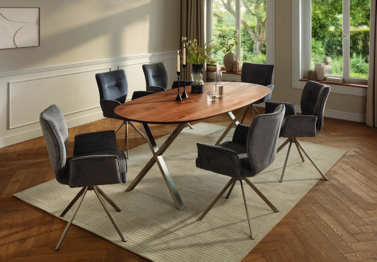 Esstisch Nayara - LB ca. 200x100 cm, Wildnussbaum massiv, geölt – Bild 6