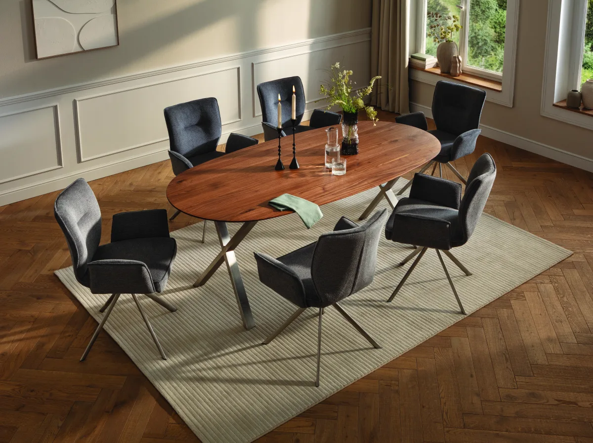 Esstisch Nayara - LB ca. 200x100 cm, Wildnussbaum massiv, geölt – Bild 5