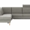 Ecksofa Tulsa KS - 1,5-Sitzer mit Anstellhocker aufklappbar links, Spitzecke und 2,5-Sitzer rechts, inkl. Kopfstütze, AL verstellbar und Schlaffunktion, Leder, Graubeige – Bild 2
