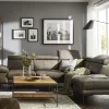 Ecksofa Hudson - 2,5-Sitzer mit Ecke rechts, inkl. Kopfteil/Armlehne verstellbar und Sitzvorzug/Relaxfunktion (motorisch), Leder, Braungrün – Bild 5
