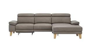 Alternative view of Ecksofa Hudson - 2,5-Sitzer mit Longchair rechts, inkl. Kopfteil/Armlehne verstellbar und Relaxfunktion (motorisch), Stoff, Steingrau