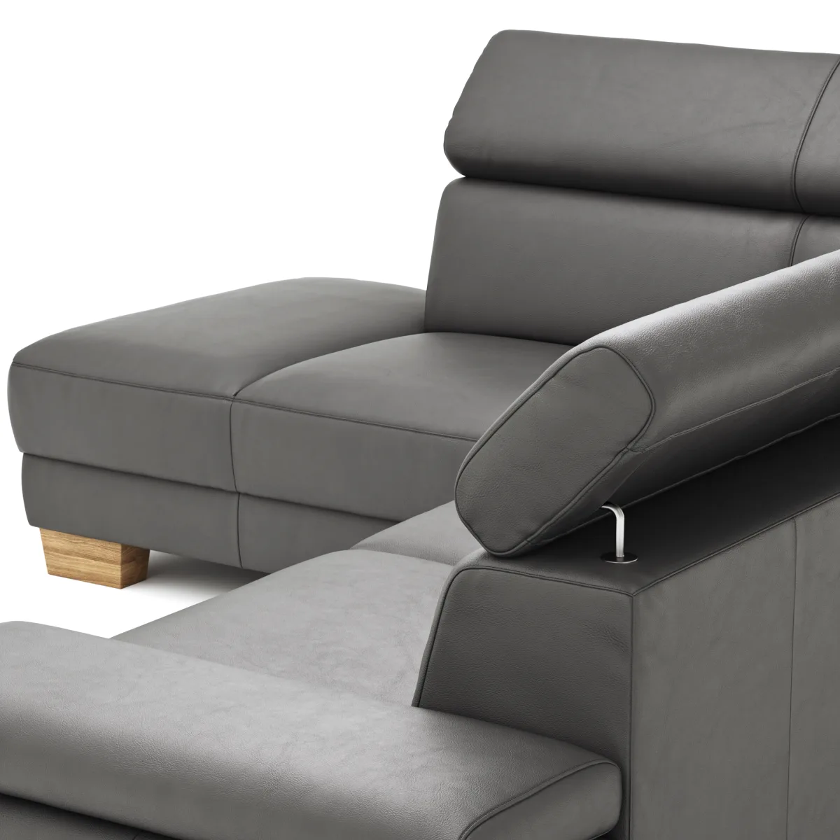 Ecksofa Philadelphia - Ecke links, 2,5-Sitzer, Kopfteil verstellbar (manuell), Sitzvorzug (motorisch), Leder, Anthrazit – Bild 3