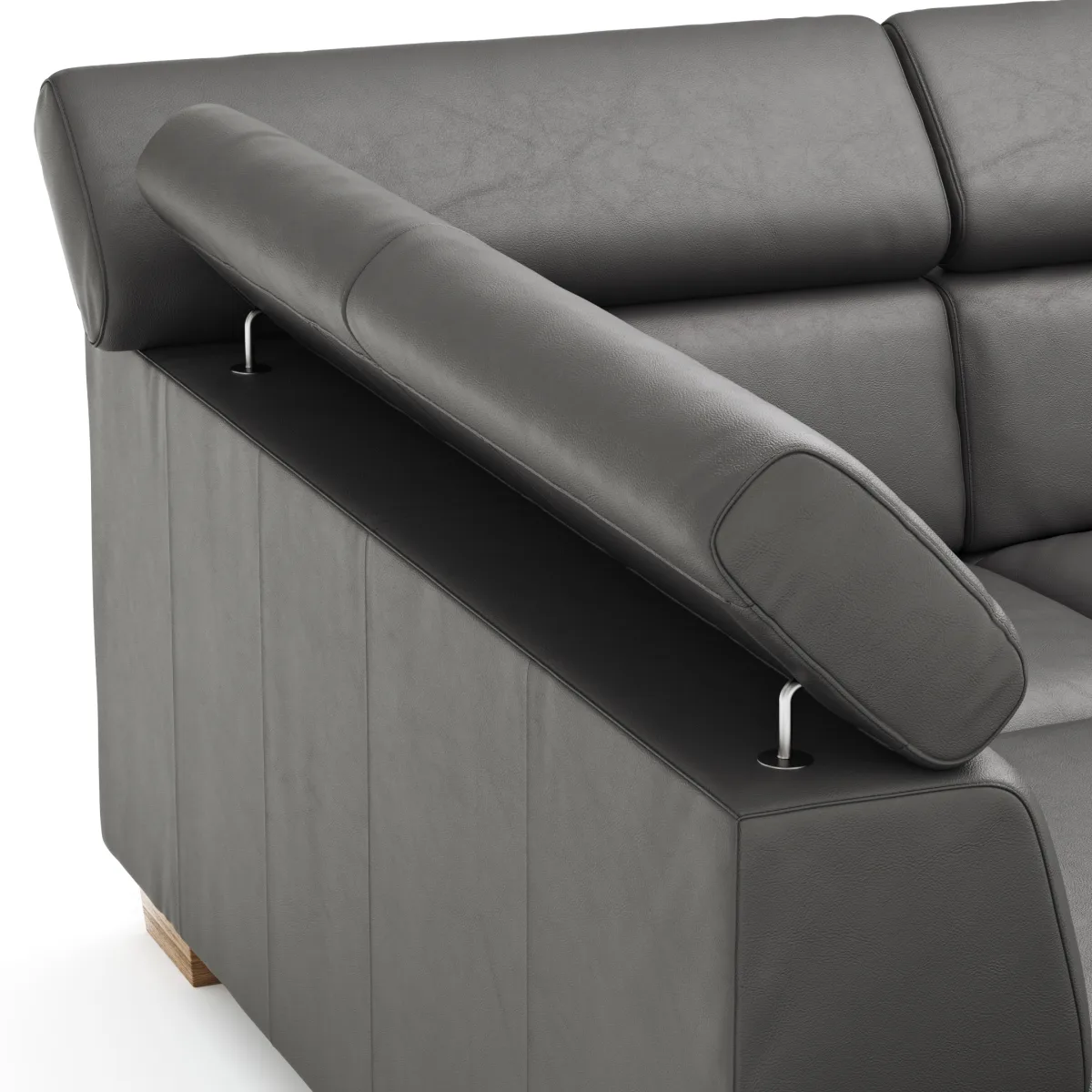 Ecksofa Philadelphia - Ecke links, 2,5-Sitzer, Kopfteil verstellbar (manuell), Sitzvorzug (motorisch), Leder, Anthrazit – Bild 4
