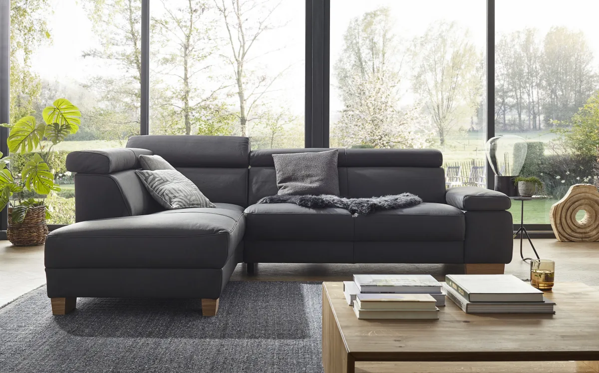 Ecksofa Philadelphia - Ecke links, 2,5-Sitzer, Kopfteil verstellbar (manuell), Sitzvorzug (motorisch), Leder, Anthrazit – Bild 6