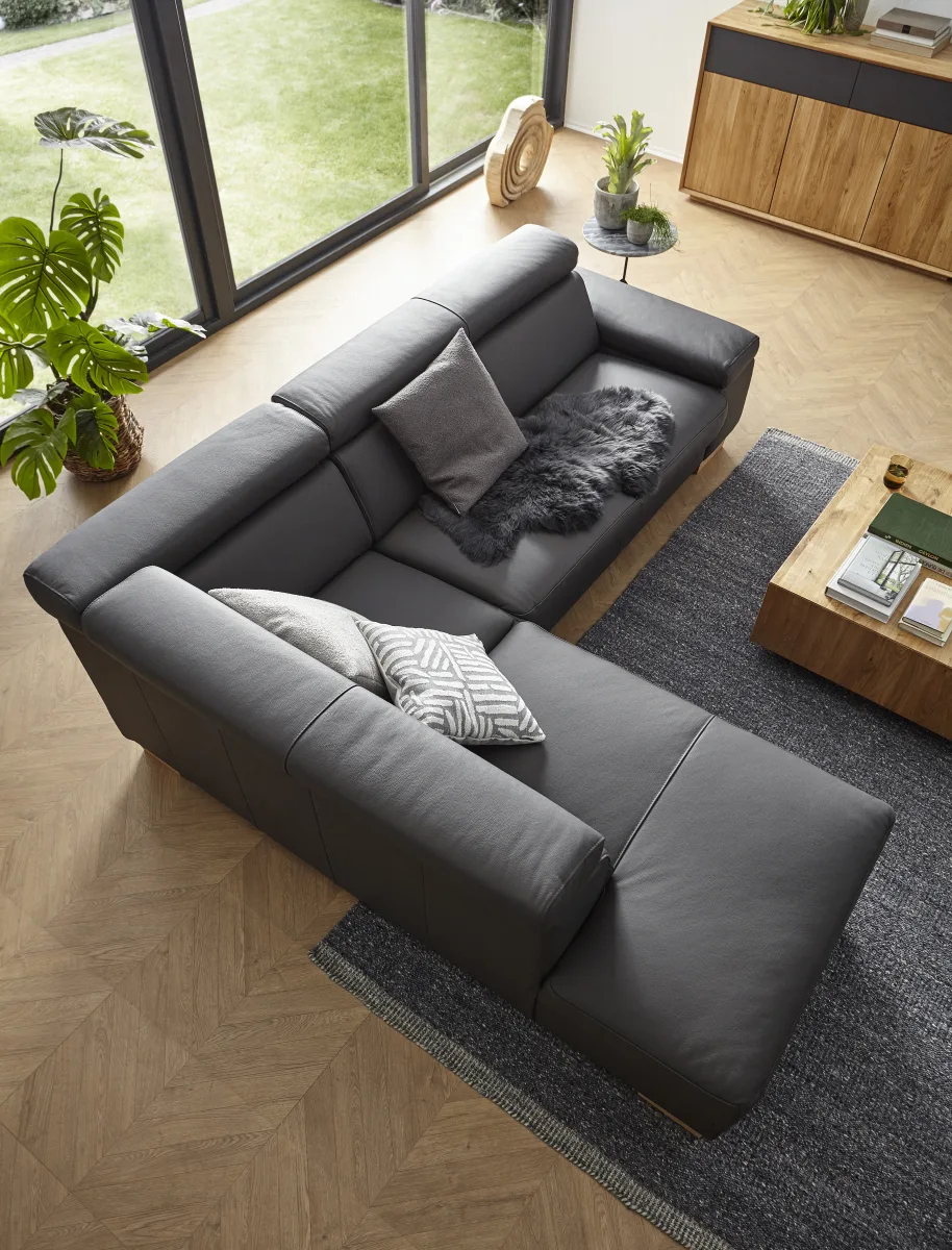 Ecksofa Philadelphia - Ecke links, 2,5-Sitzer, Kopfteil verstellbar (manuell), Sitzvorzug (motorisch), Leder, Anthrazit – Bild 5