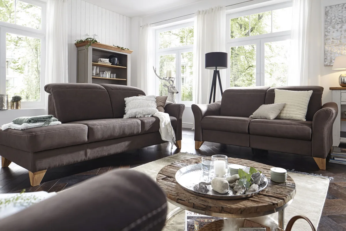 Sofa Canterbury - Recamiere rechts, inkl. Kopfteil verstellbar und Sitzvorzug (motorisch), Stoff, Dunkelbraun – Bild 4