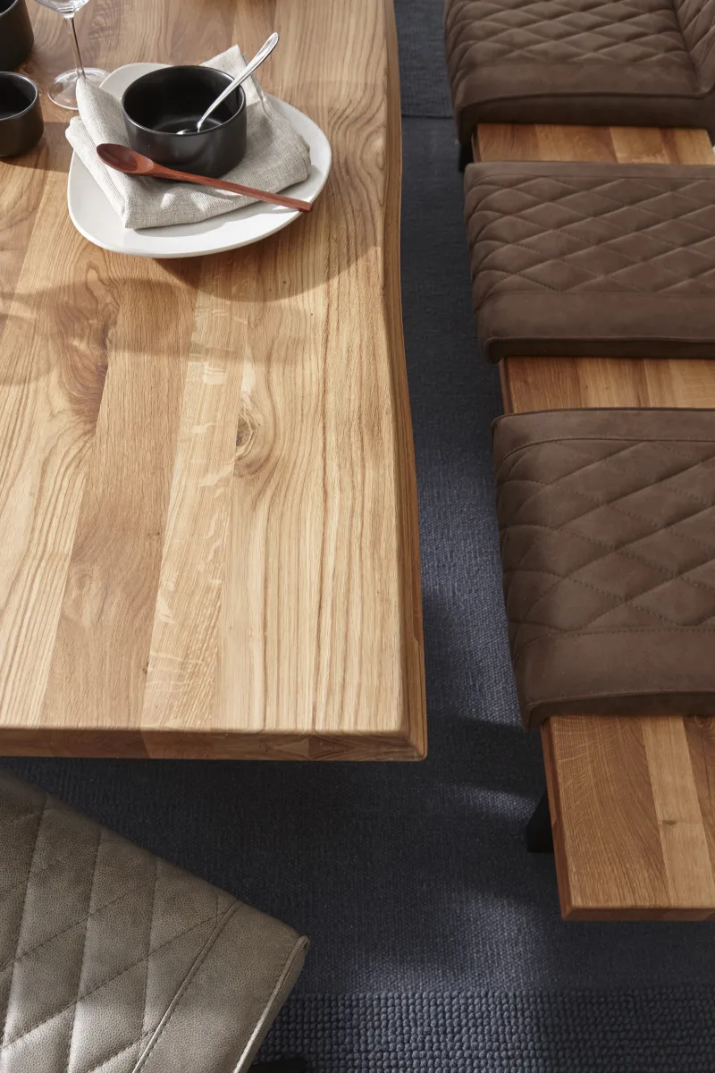 Holzbank Clifton - Breite ca. 200cm, Wildeiche massiv, natur – Bild 3