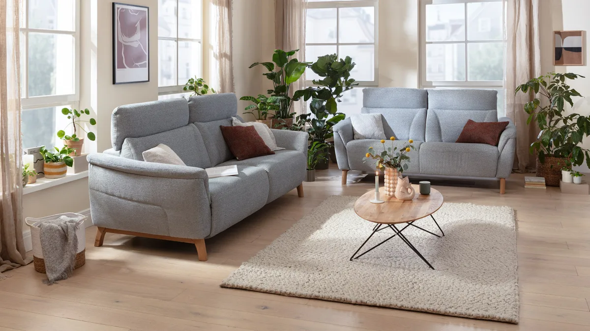 Sofa Nevin - 2,5-Sitzer inkl. Kopfpolsterverstellung, Stoff, Silbergrau – Bild 7