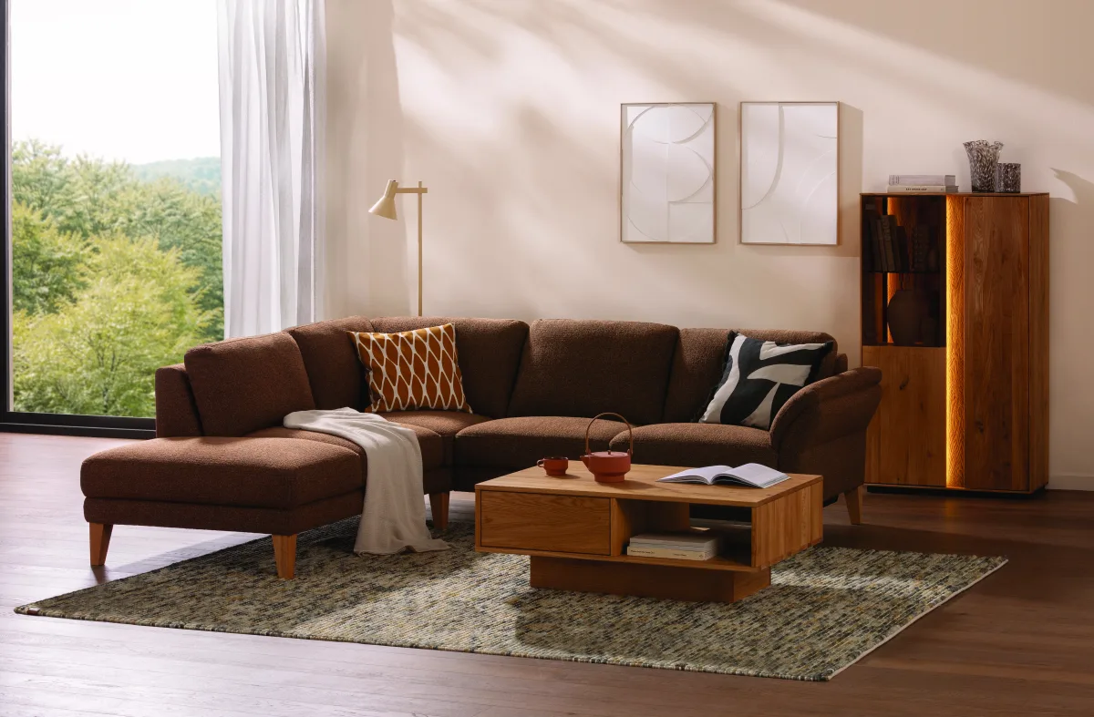Ecksofa Rockport A - Ecke links mit 2,5-Sitzer, inkl. Relaxfunktion (motorisch), Sitzauszug (motorisch) und Armlehne klappbar, Stoff, Caramel – Bild 4