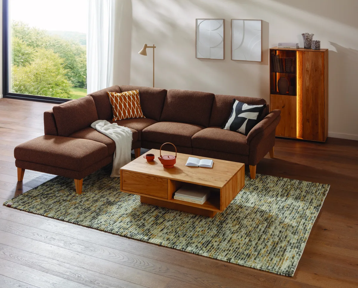 Ecksofa Rockport A - Ecke links mit 2,5-Sitzer, inkl. Relaxfunktion (motorisch), Sitzauszug (motorisch) und Armlehne klappbar, Stoff, Caramel – Bild 3