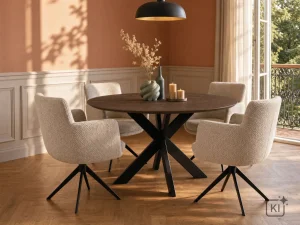 Alternative view of Esstisch Clifton - LB ca. 140x140 cm, Wildeiche smooth black, Legno mushroom