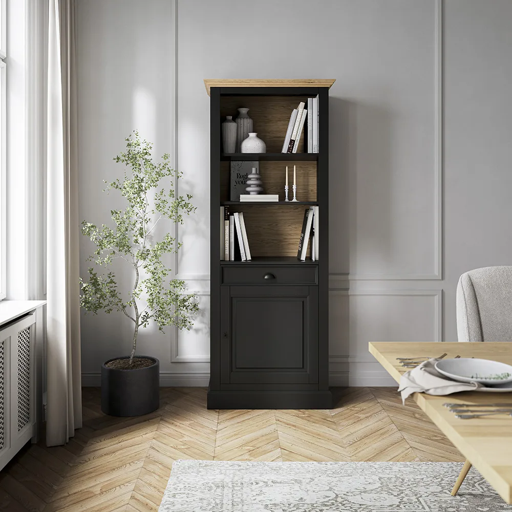 Bücherschrank Louisiana - teilmassiv, Schwarzgrau – Bild 4