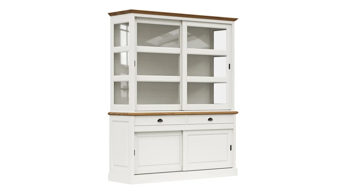 Buffetschrank Louisiana - mit Schiebetüren, teilmassiv, Weiß