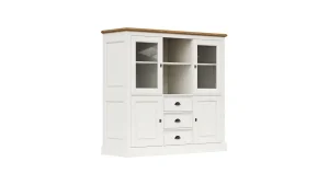 Highboard Louisiana - teilmassiv, Weiß