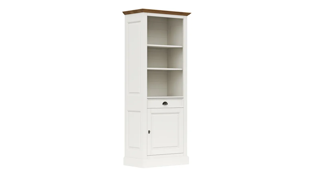 Bücherschrank Louisiana - teilmassiv, Weiß