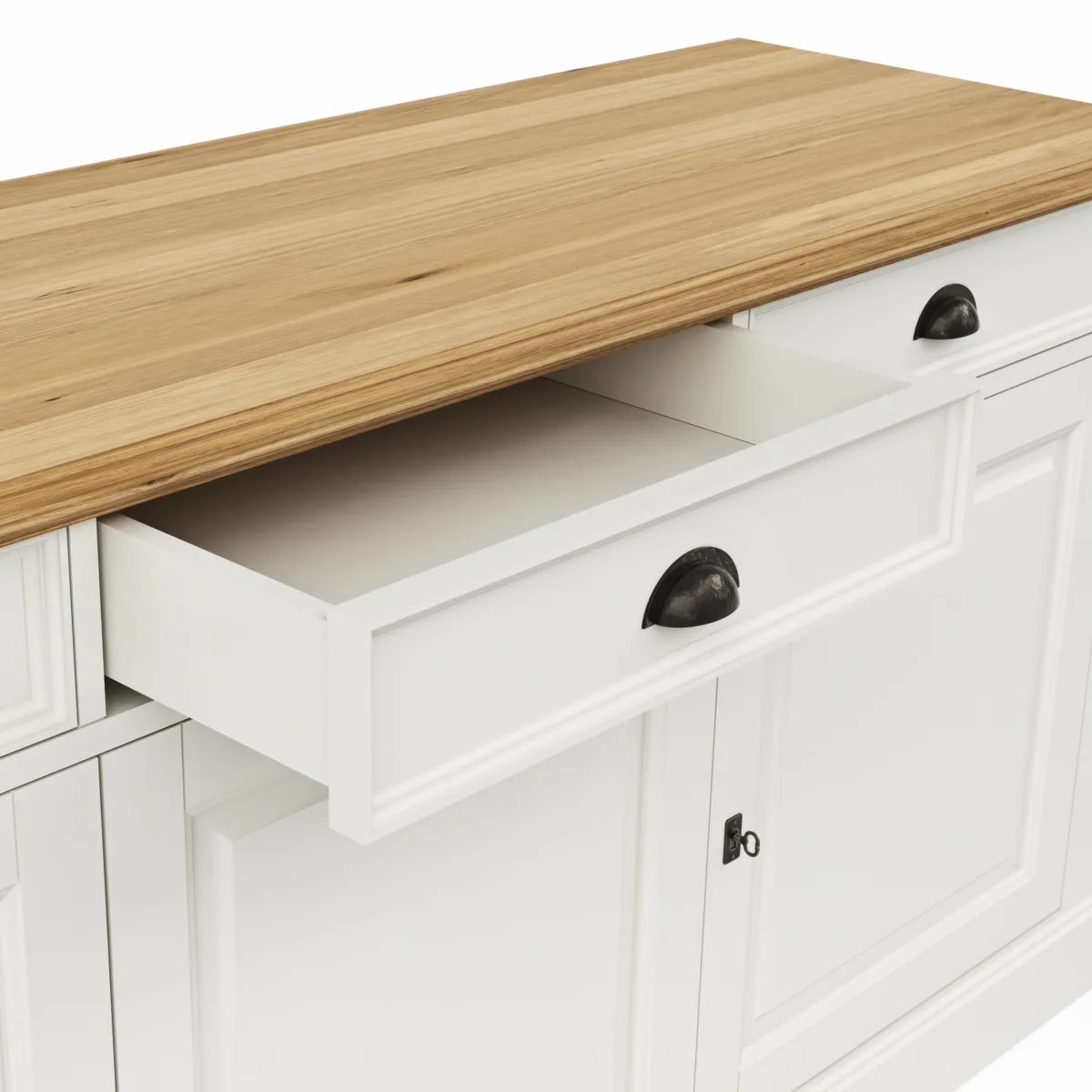 Sideboard Louisiana - teilmassiv, Weiß – Bild 2