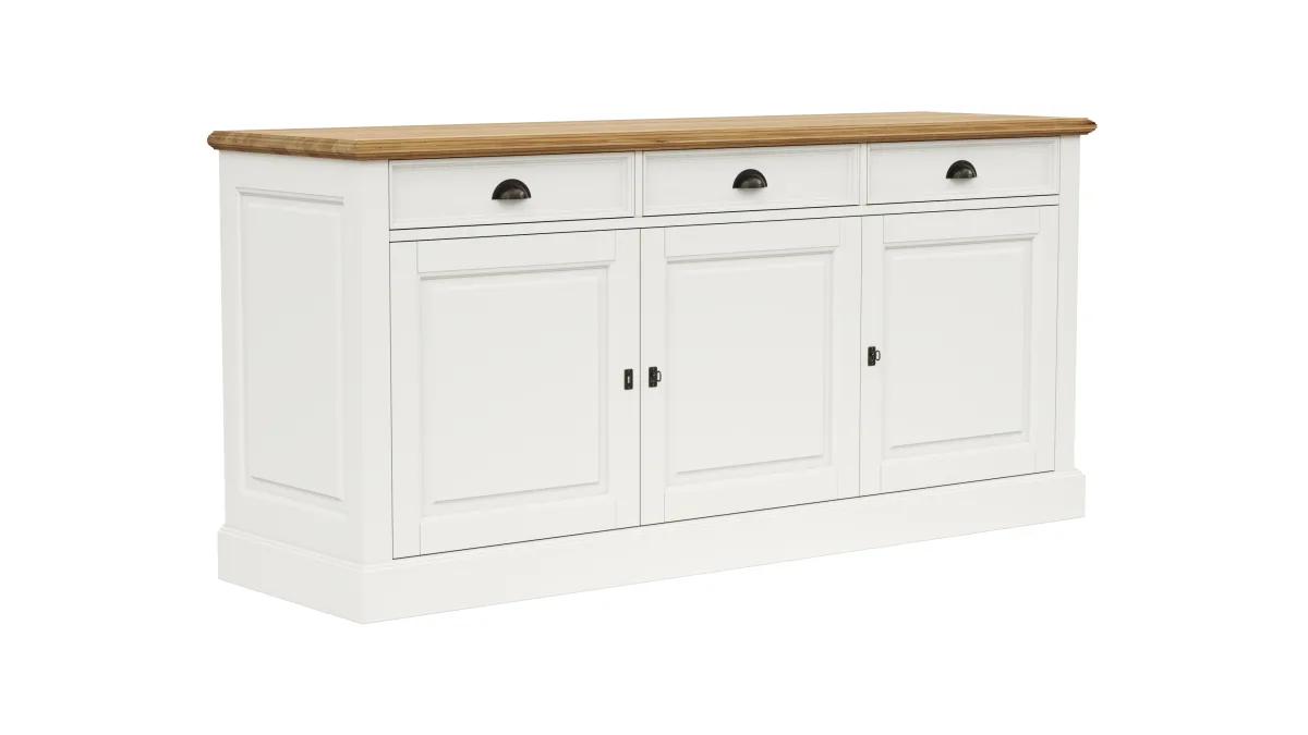 Sideboard Louisiana - teilmassiv, Weiß