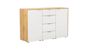 Alternative view of Kommode Colorado Beimöbel - BHT ca. 138x87x43 cm, Glas weiß mit Eiche furniert