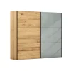 Schwebetürenschrank Colorado - B. ca. 257 cm, Eiche, Glas Graugrün – Bild 2