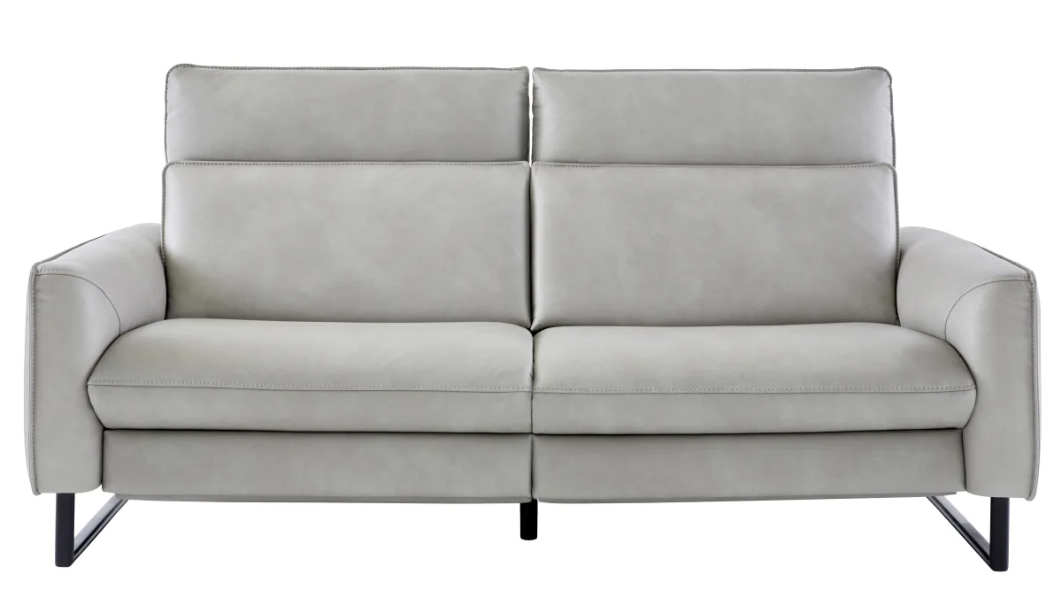 Sofa Avela - 3-Sitzer inkl. Kopfteil verstellbar, Leder, Steingrau – Bild 2