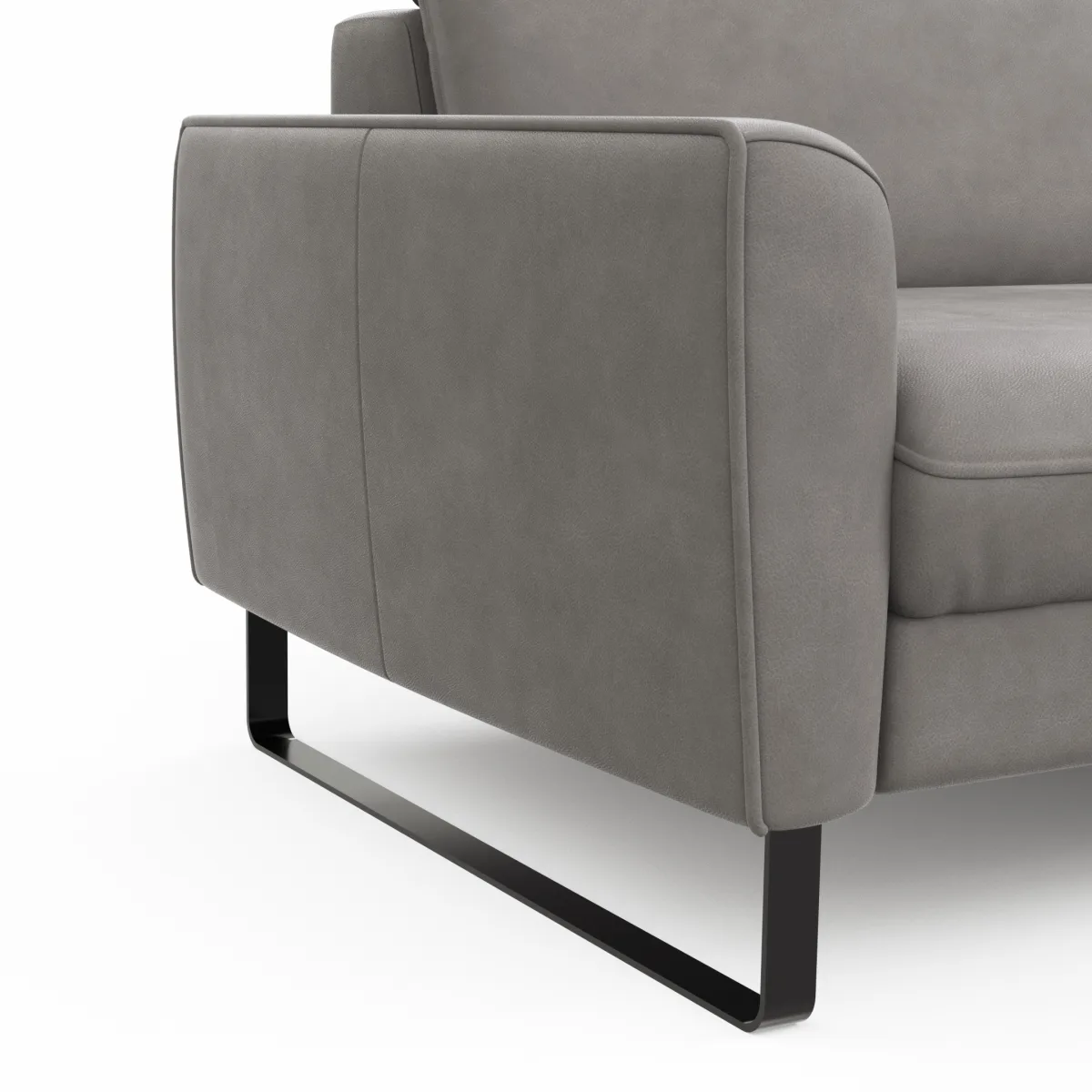 Sofa Avela - 3-Sitzer inkl. Kopfteil verstellbar, Leder, Steingrau – Bild 4